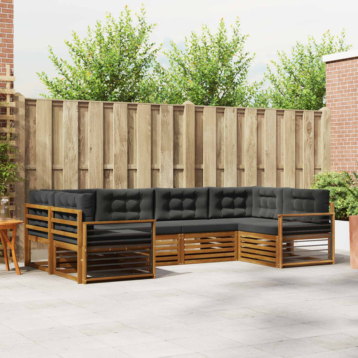 Outdoor Sofa Set with Cushion 6 pcs Natural and Anthracite