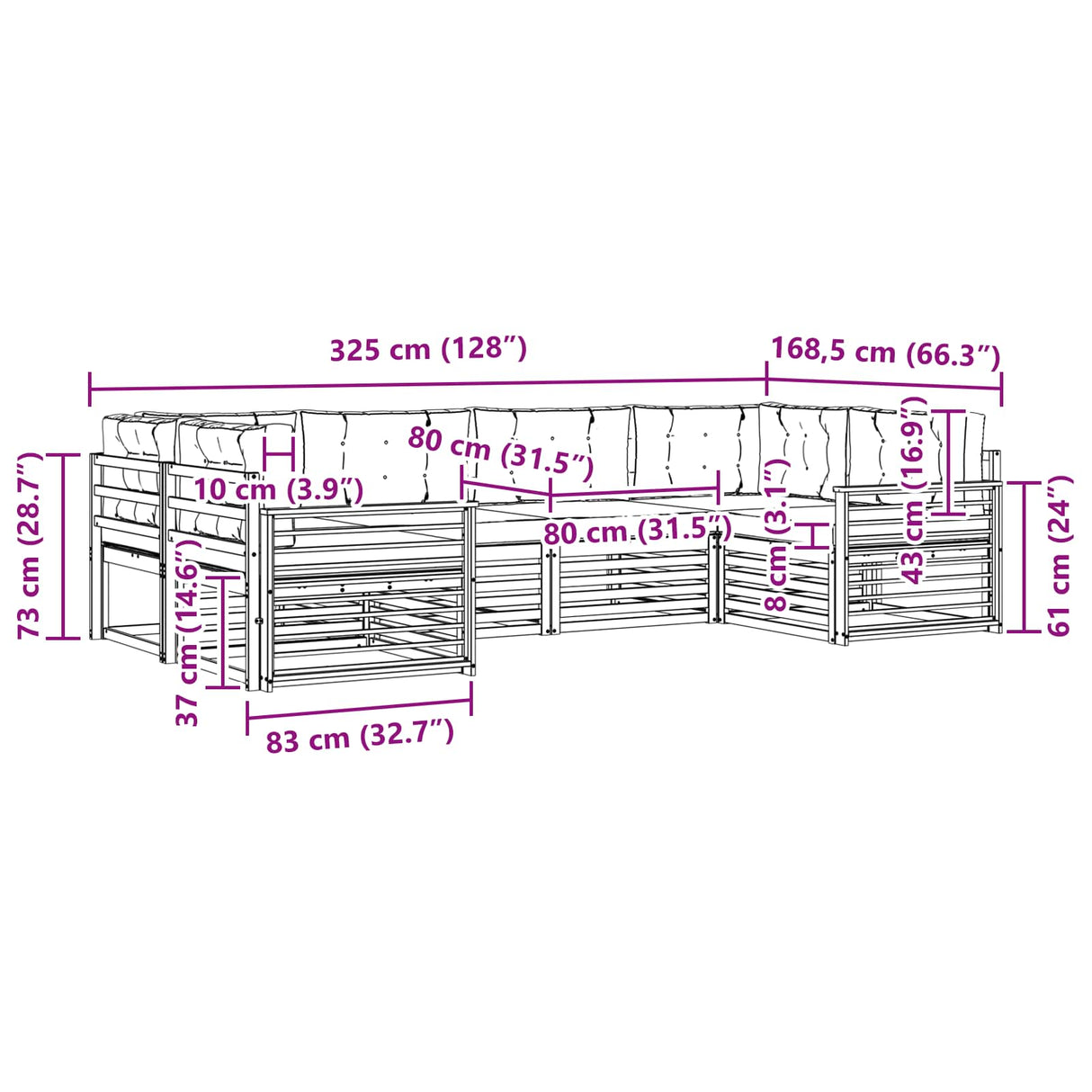 Outdoor Sofa Set with Cushion 6 pcs Natural and Anthracite