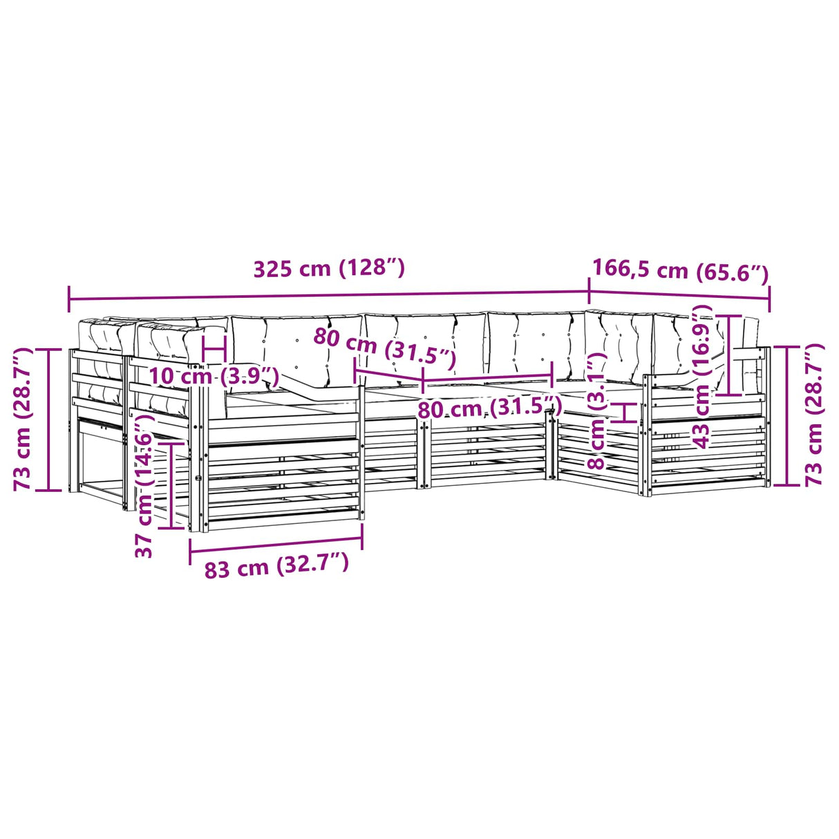 Outdoor Sofa Set with Cushion 6 pcs Natural and Anthracite