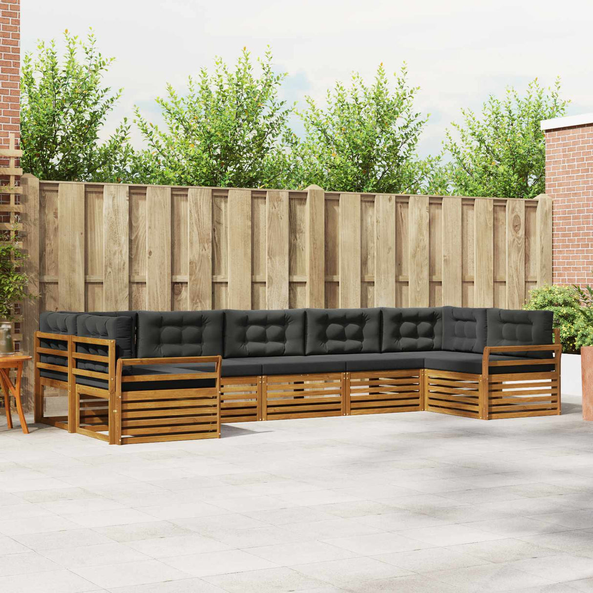 Outdoor Sofa Set 7 pcs Natural and Anthracite Solid Acacia Wood
