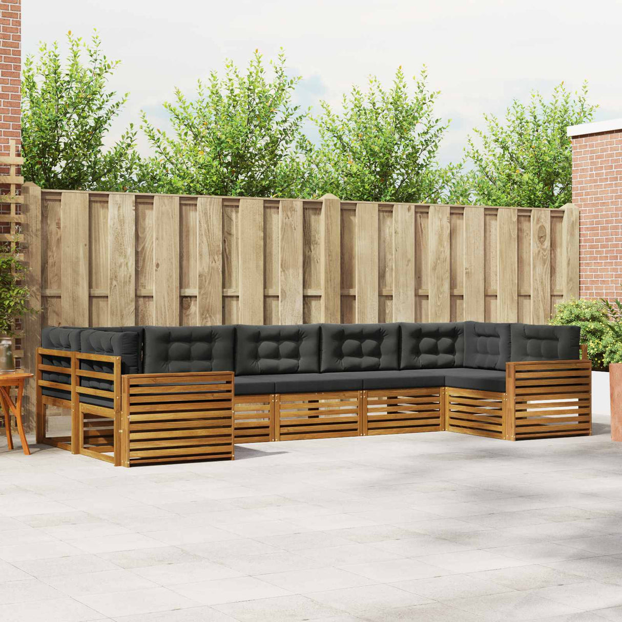 Outdoor Sofa Set 7 pcs Natural and Anthracite Solid Acacia Wood