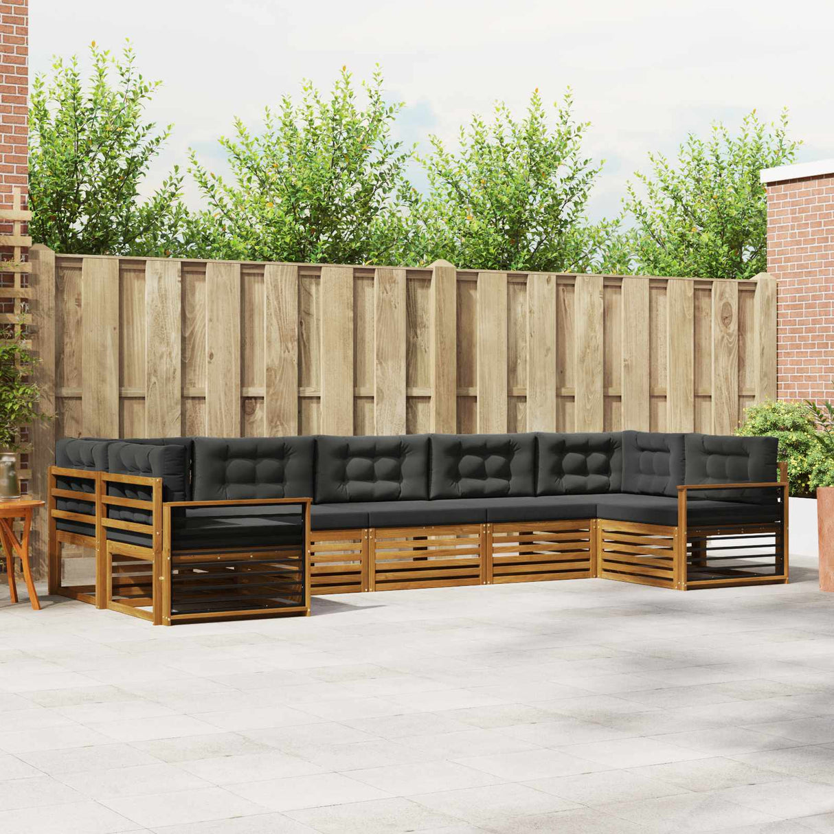 Outdoor Sofa Set 7 pcs Natural and Anthracite Solid Acacia Wood