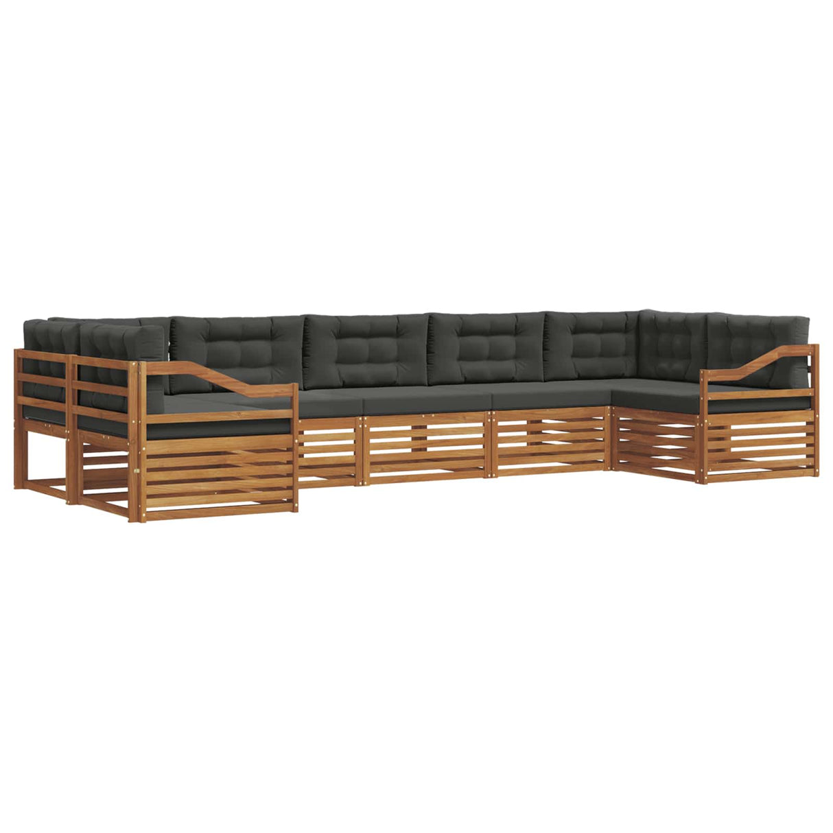 Outdoor Sofa Set 7 pcs Natural and Anthracite Solid Acacia Wood