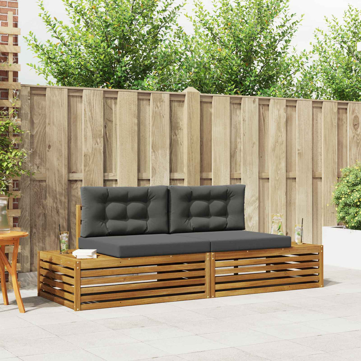 Outdoor Sofa Set Natural and Anthracite 203.5 x 83 x 73 cm
