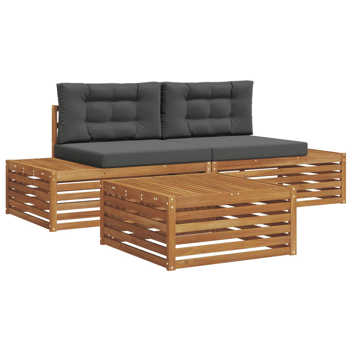 Outdoor Sofa Set with Cushion 3 Piece Natural and Anthracite