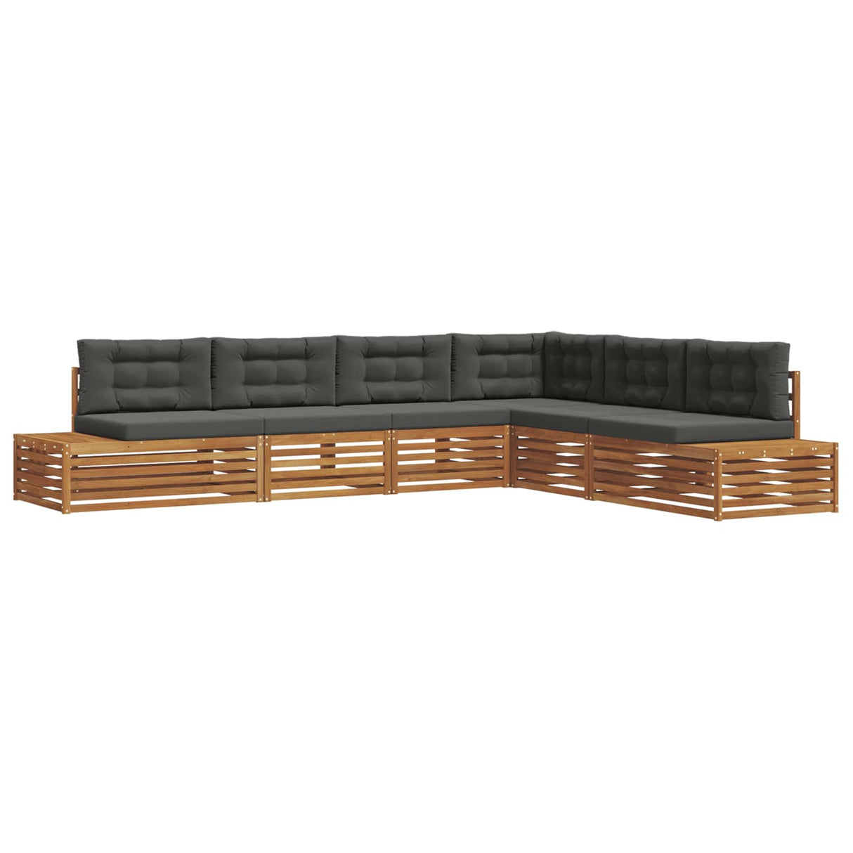 Outdoor Sofa Set with Cushion 6 Piece Natural and Anthracite