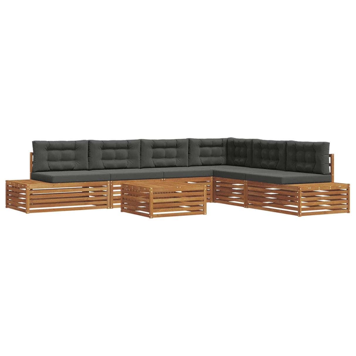 Outdoor Sofa Set with Cushion 7 Piece Natural and Anthracite