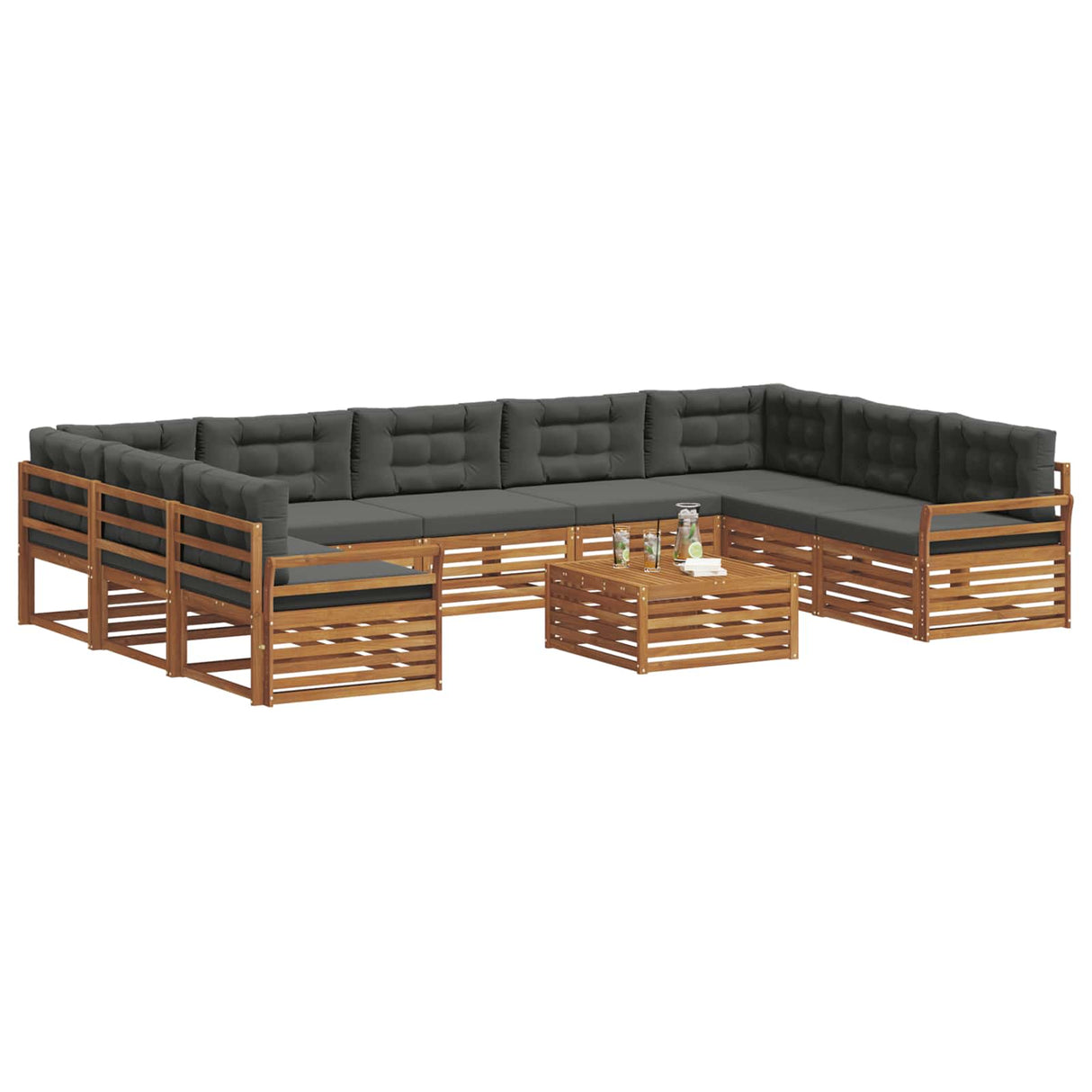 Outdoor Sofa Set with Cushion 10 pcs Natural and Anthracite