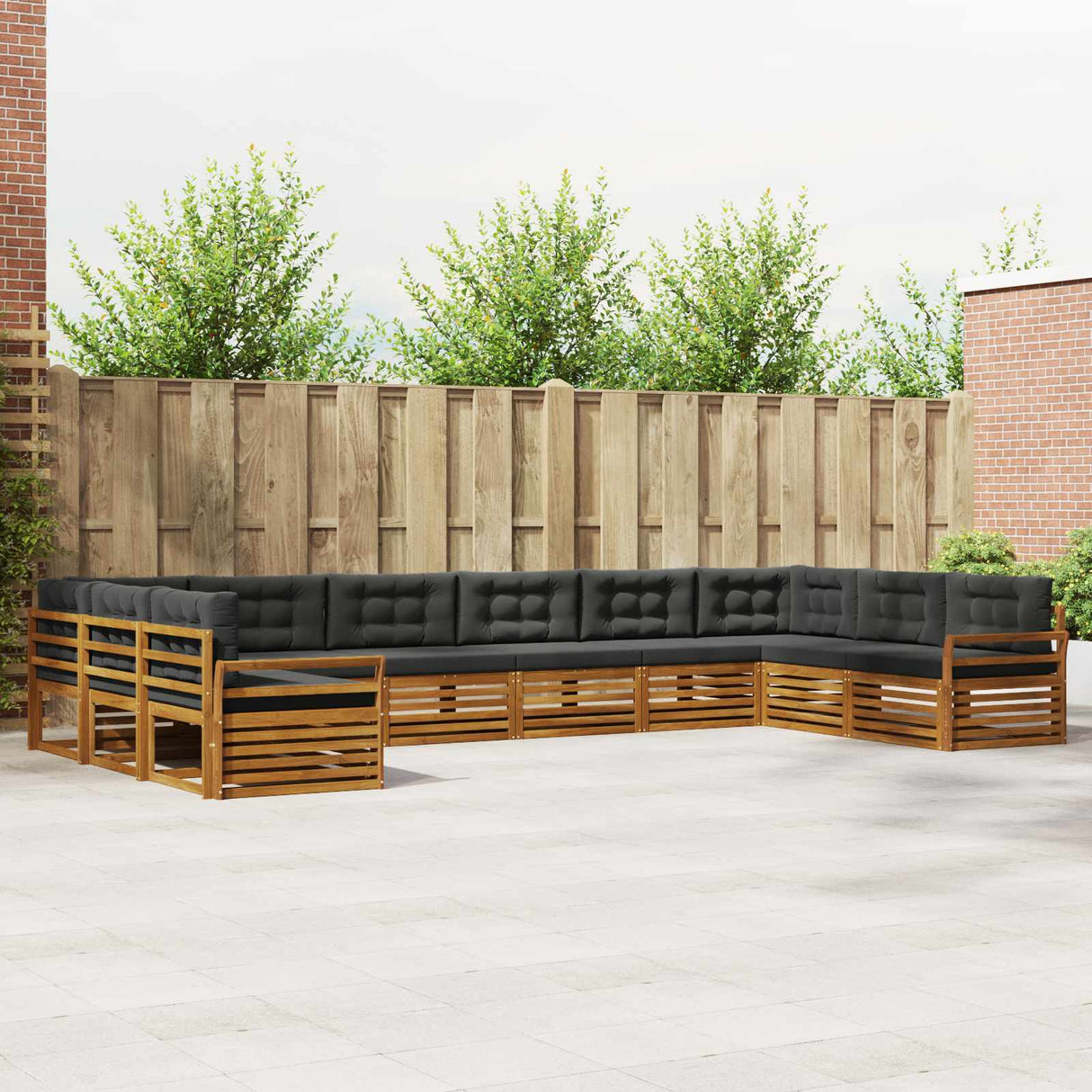 Sofa Sets 7 pcs Natural and Anthracite Solid Acacia Wood