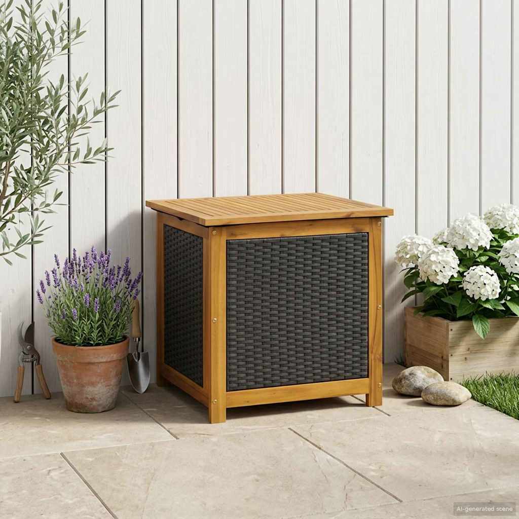 Garden Storage Box 88 L Solid Acacia Wood 60 x 50 x 56 cm Black