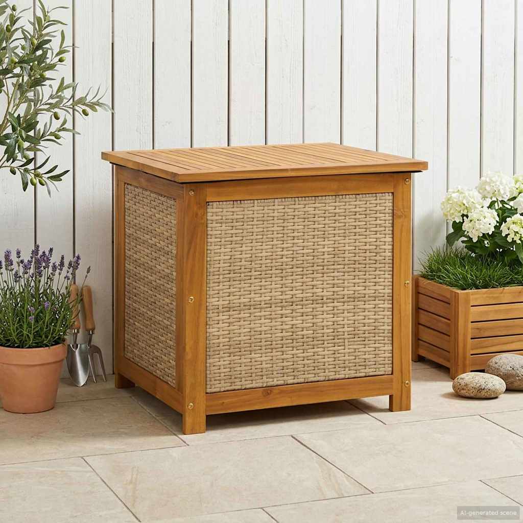 Garden Storage Box 88 L Solid Acacia Wood 60 x 50 x 56 cm Beige