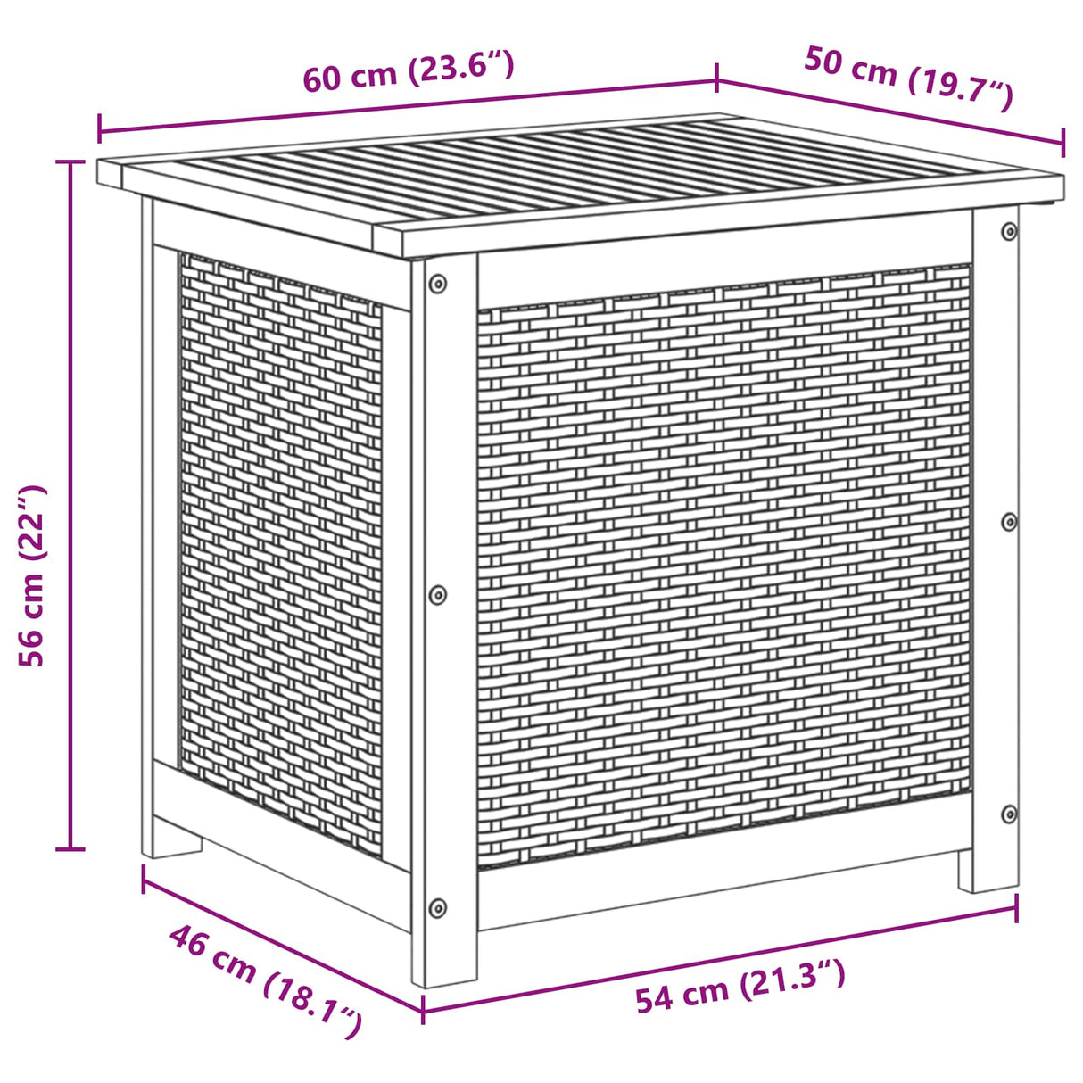 Garden Storage Box 88 L Solid Acacia Wood 60 x 50 x 56 cm Beige