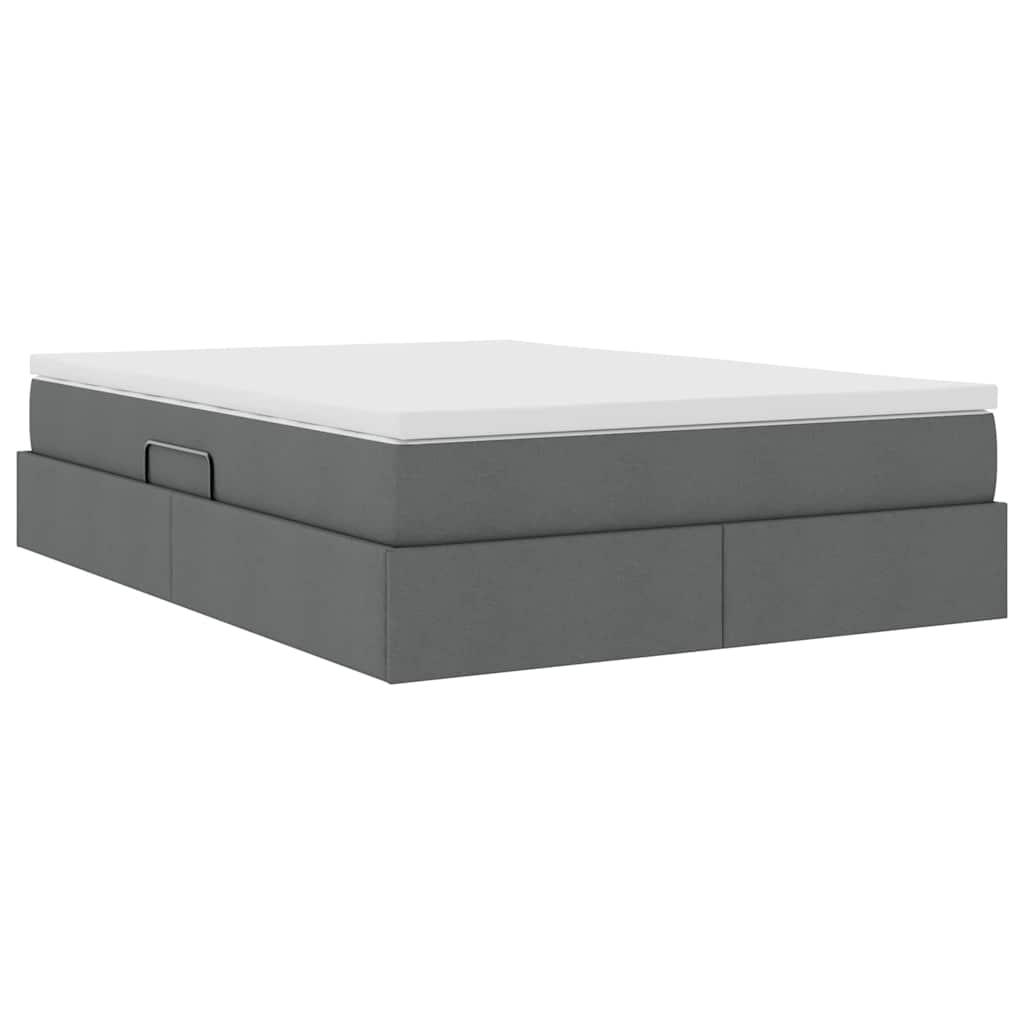 Storage Bed with Mattress Dark Grey 152 x 203 cm Polyester