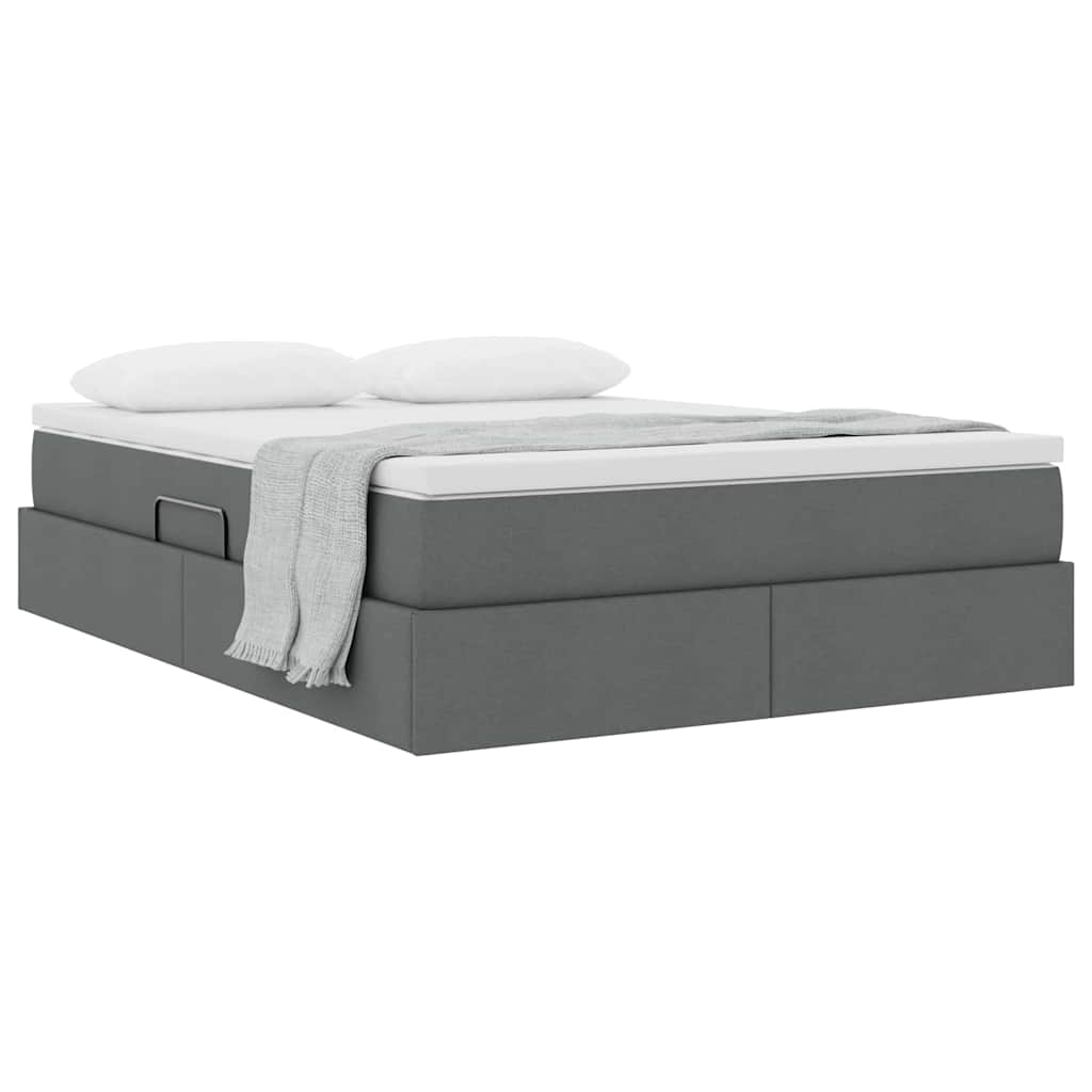 Storage Bed with Mattress Dark Grey 152 x 203 cm Polyester