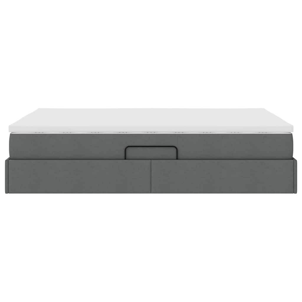 Storage Bed with Mattress Dark Grey 152 x 203 cm Polyester