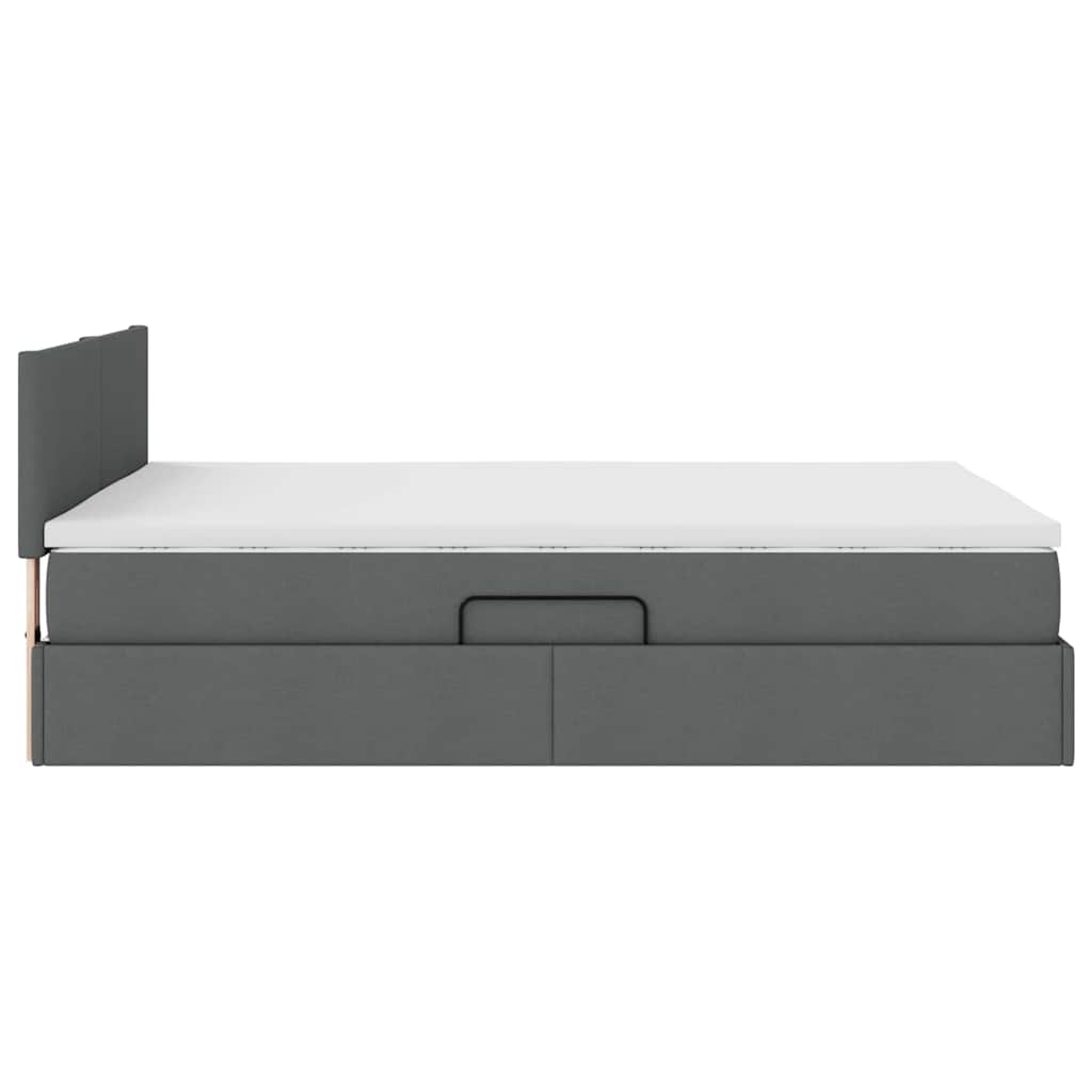 Storage Bed with Mattress Dark Grey 152 x 203 cm Fabric