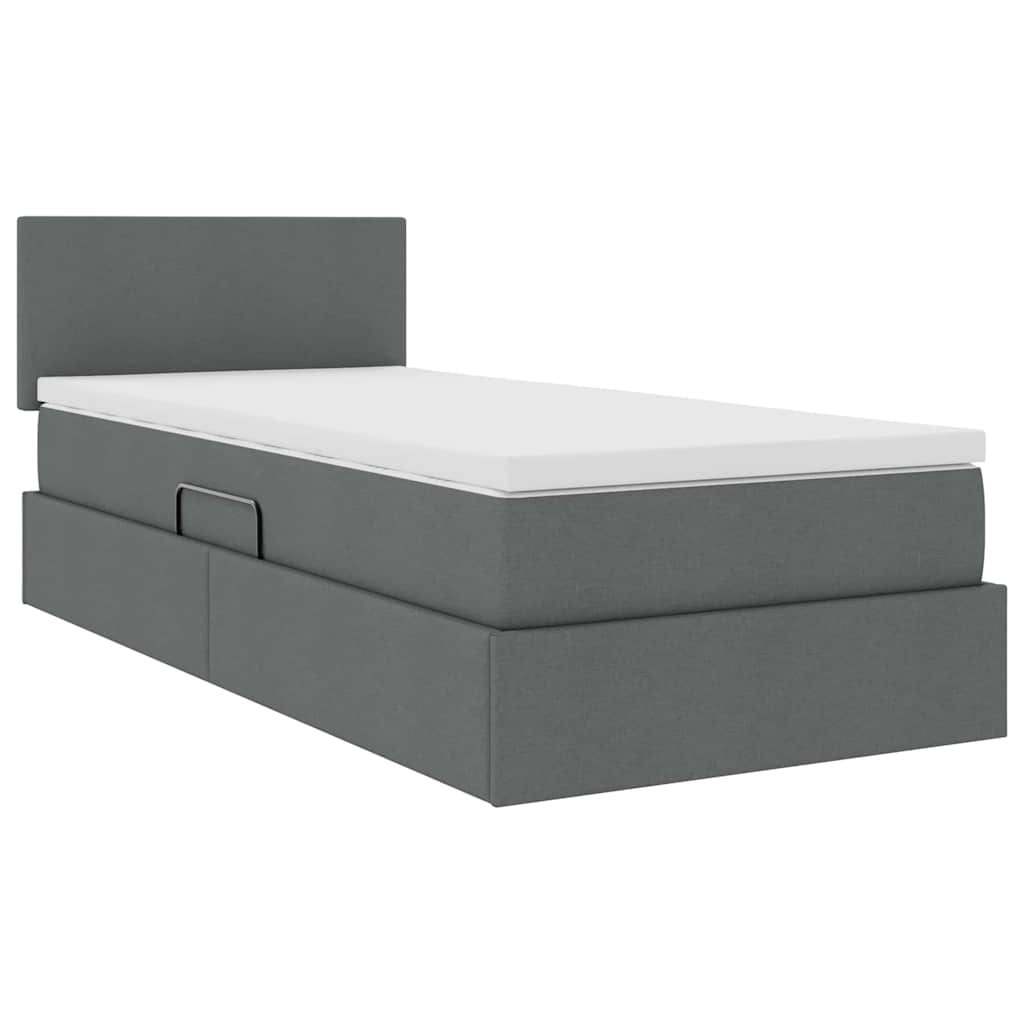 Storage Bed with Mattress Dark Grey 107 x 203 cm Fabric