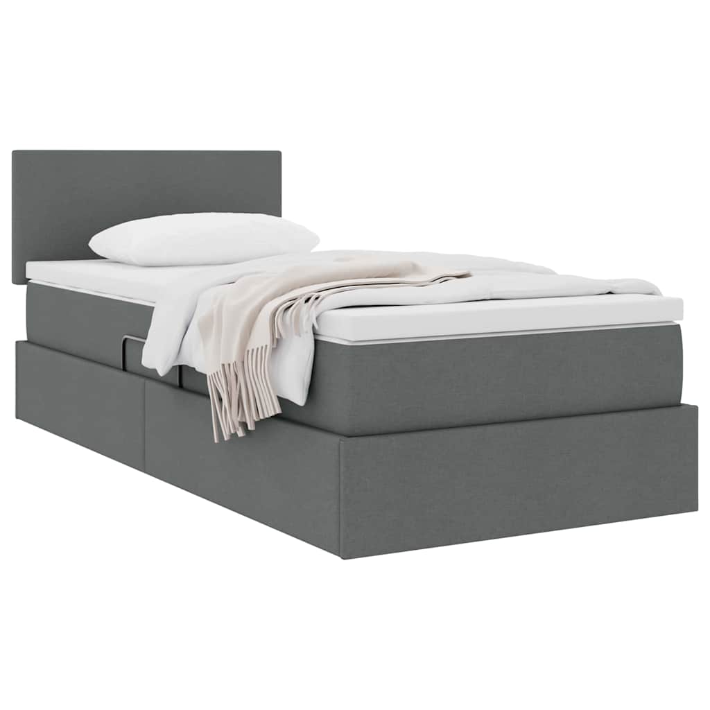 Storage Bed with Mattress Dark Grey 107 x 203 cm Fabric
