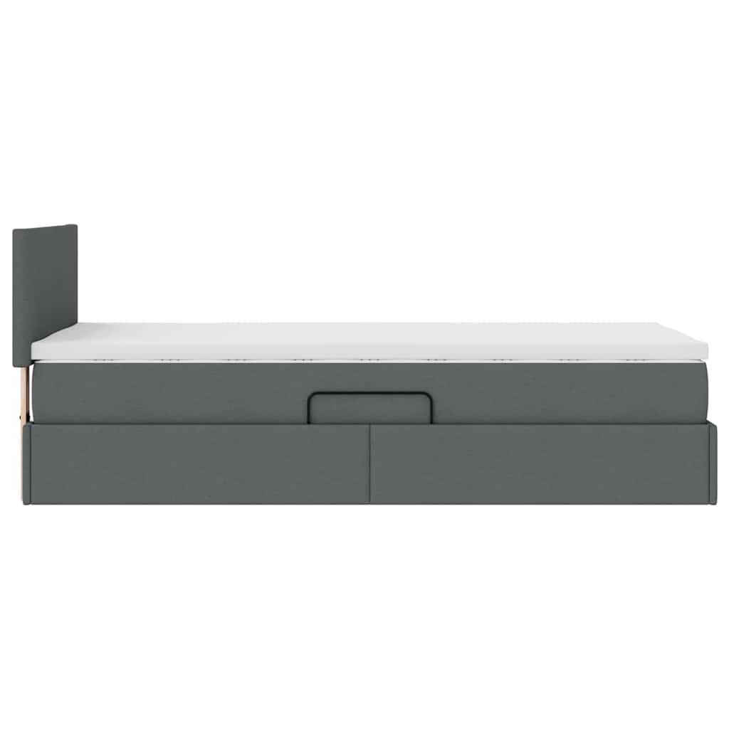 Storage Bed with Mattress Dark Grey 107 x 203 cm Fabric