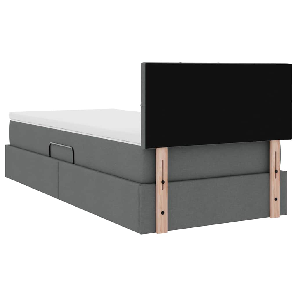 Storage Bed with Mattress Dark Grey 107 x 203 cm Fabric