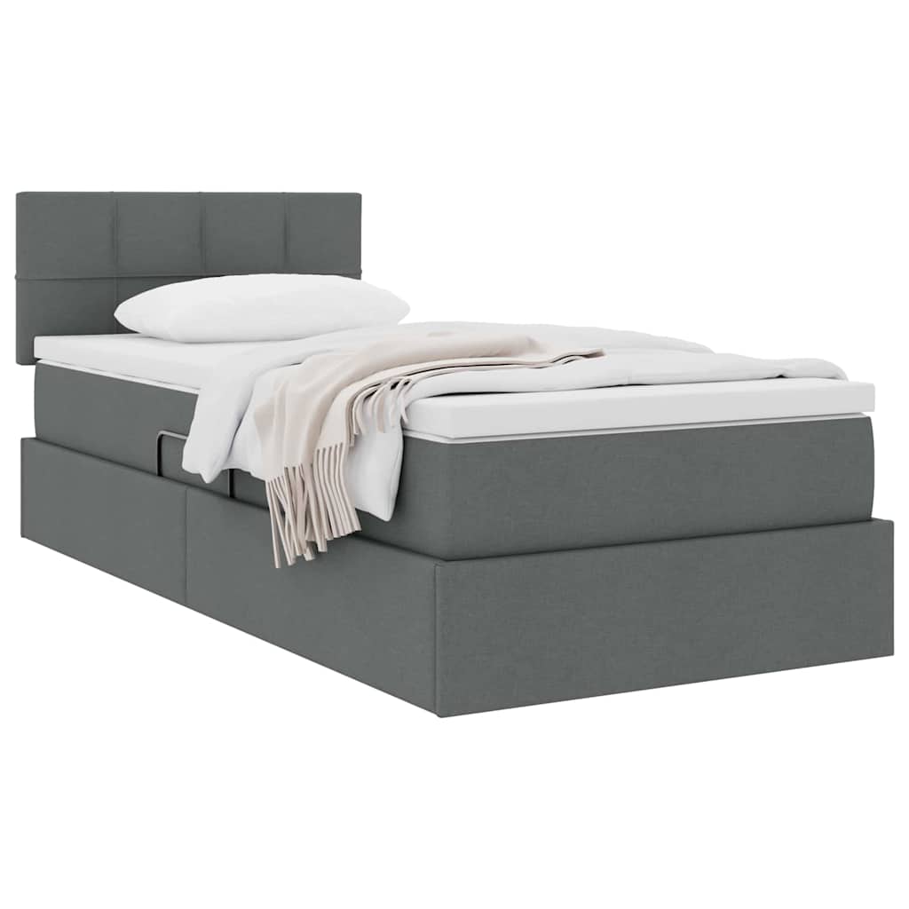 Storage Bed with Mattress Dark Grey 107 x 203 cm Fabric