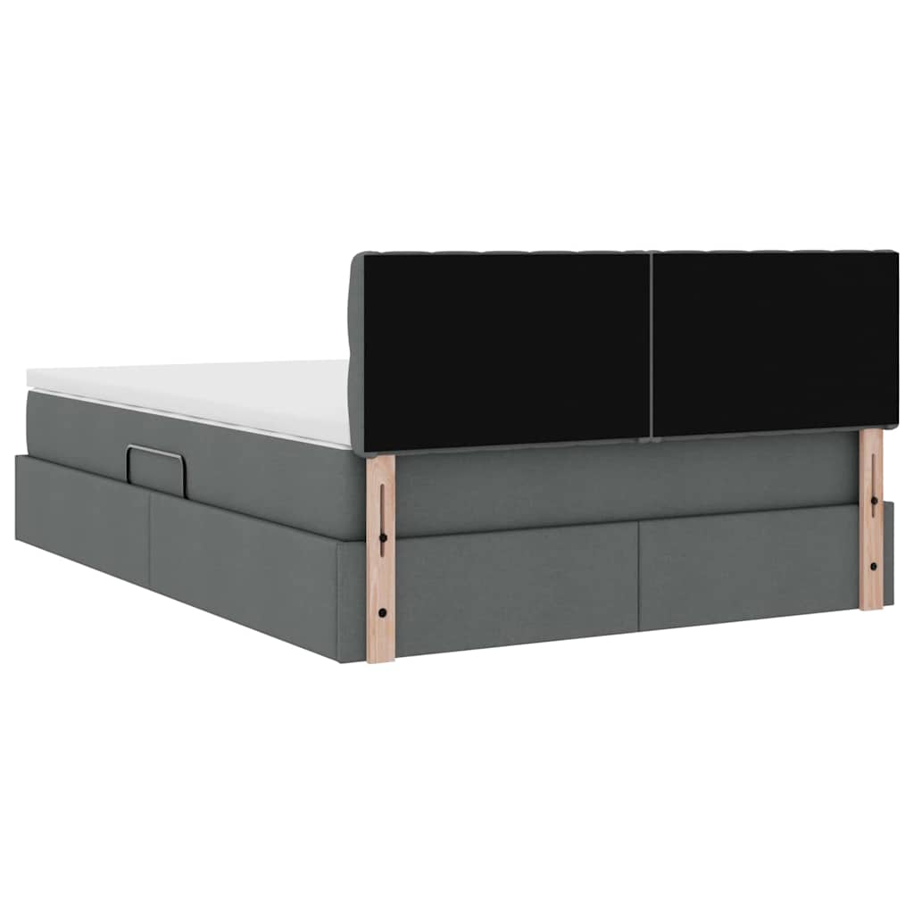 Storage Bed with Mattress Dark Grey 137 x 190 cm Fabric