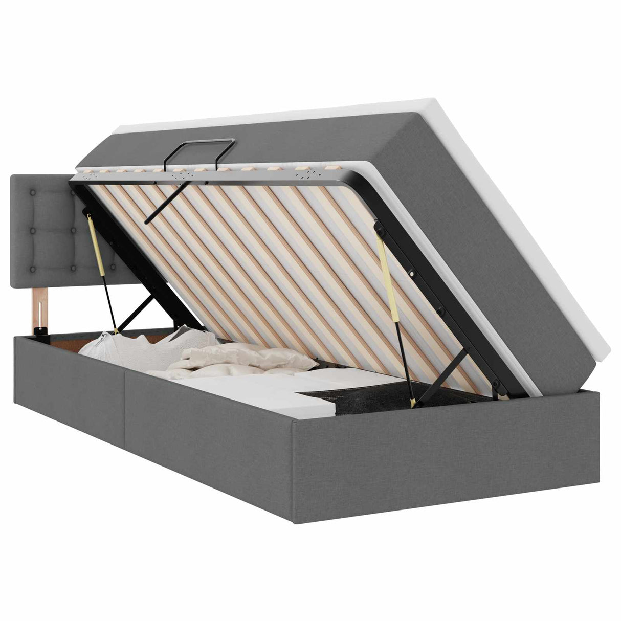 Storage Bed with Mattress Dark Grey 107 x 203 cm Fabric