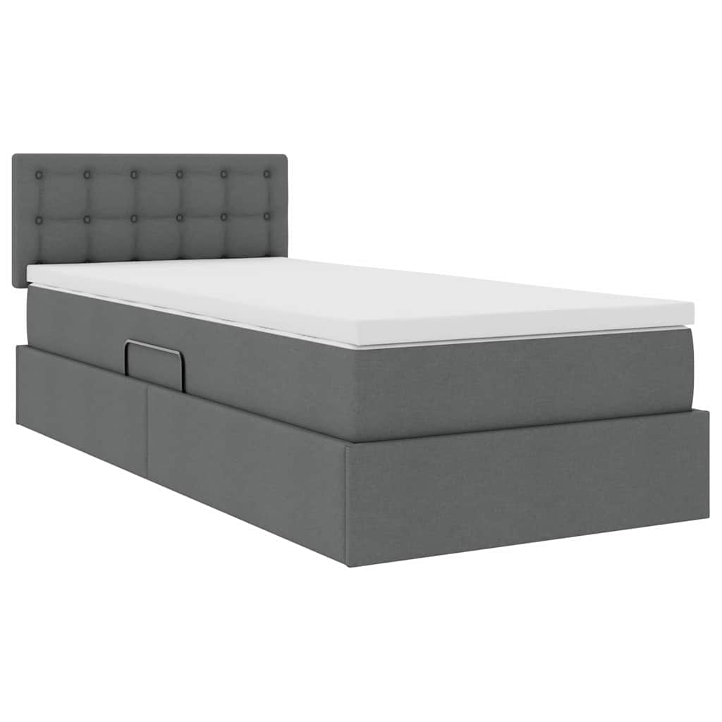 Storage Bed with Mattress Dark Grey 107 x 203 cm Fabric
