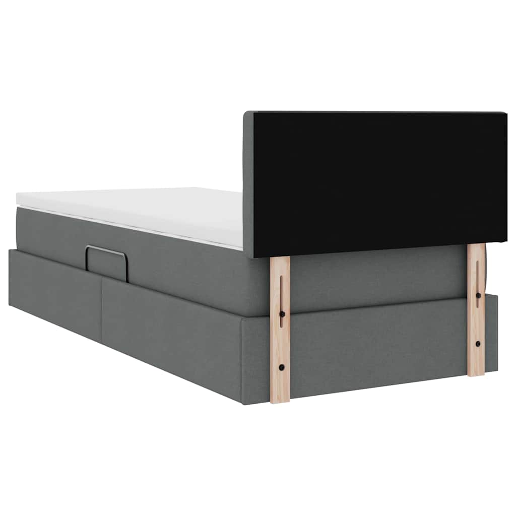Storage Bed with Mattress Dark Grey 107 x 203 cm Fabric