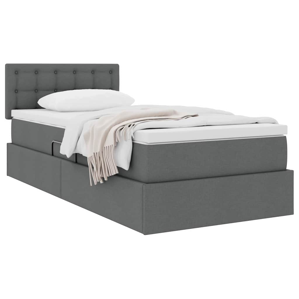 Storage Bed with Mattress Dark Grey 107 x 203 cm Fabric