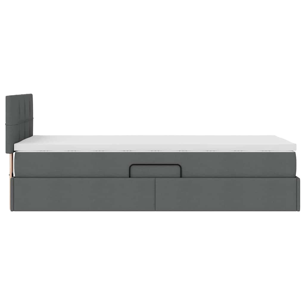 LED Storage Bed with Mattress Dark Grey 107 x 203 cm Fabric