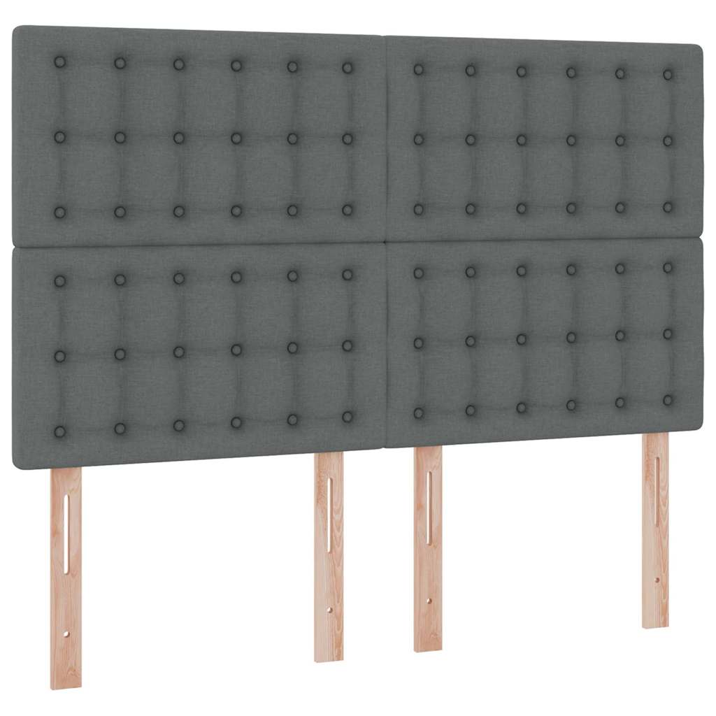 Storage Bed with Headboard Dark Grey 153 x 203 cm Fabric
