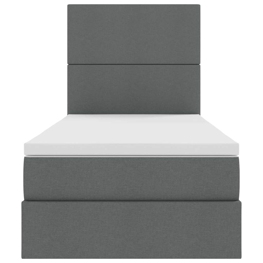 LED Storage Bed with Mattress Dark Grey 107 x 203 cm Fabric