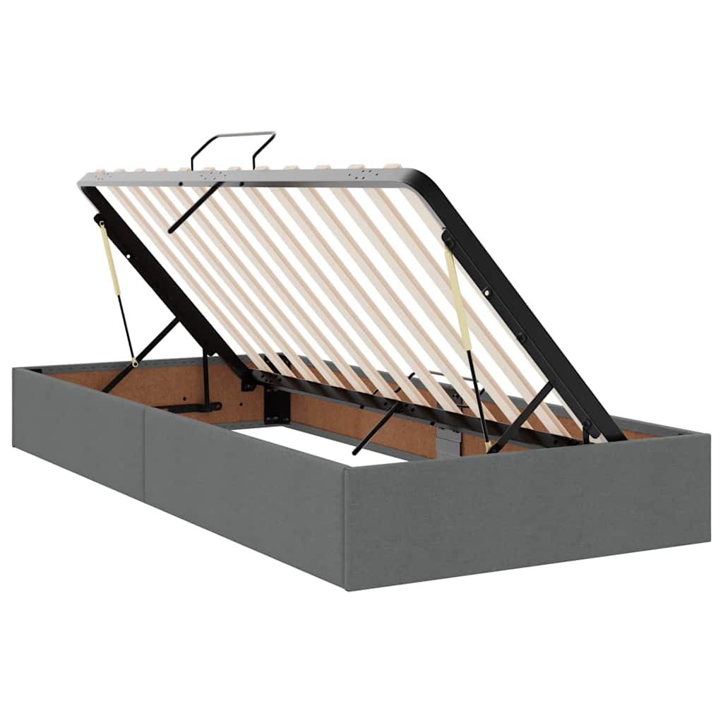 LED Storage Bed with Mattress Dark Grey 107 x 203 cm Fabric