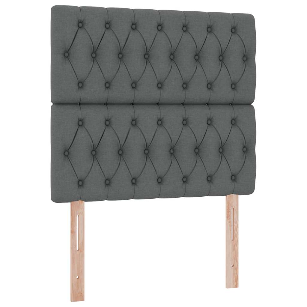 LED Storage Bed with Mattress Dark Grey 107 x 203 cm Fabric
