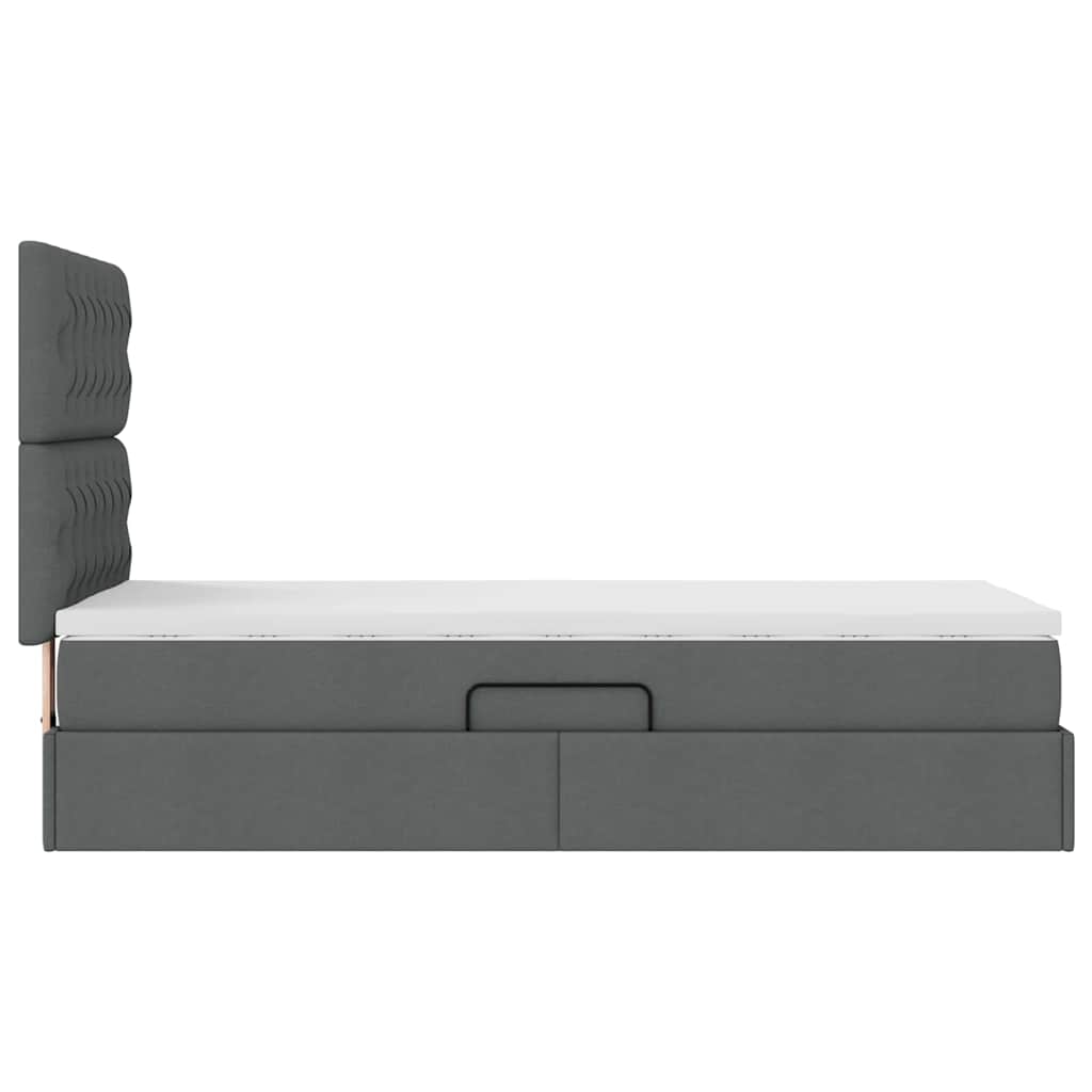 LED Storage Bed with Mattress Dark Grey 107 x 203 cm Fabric