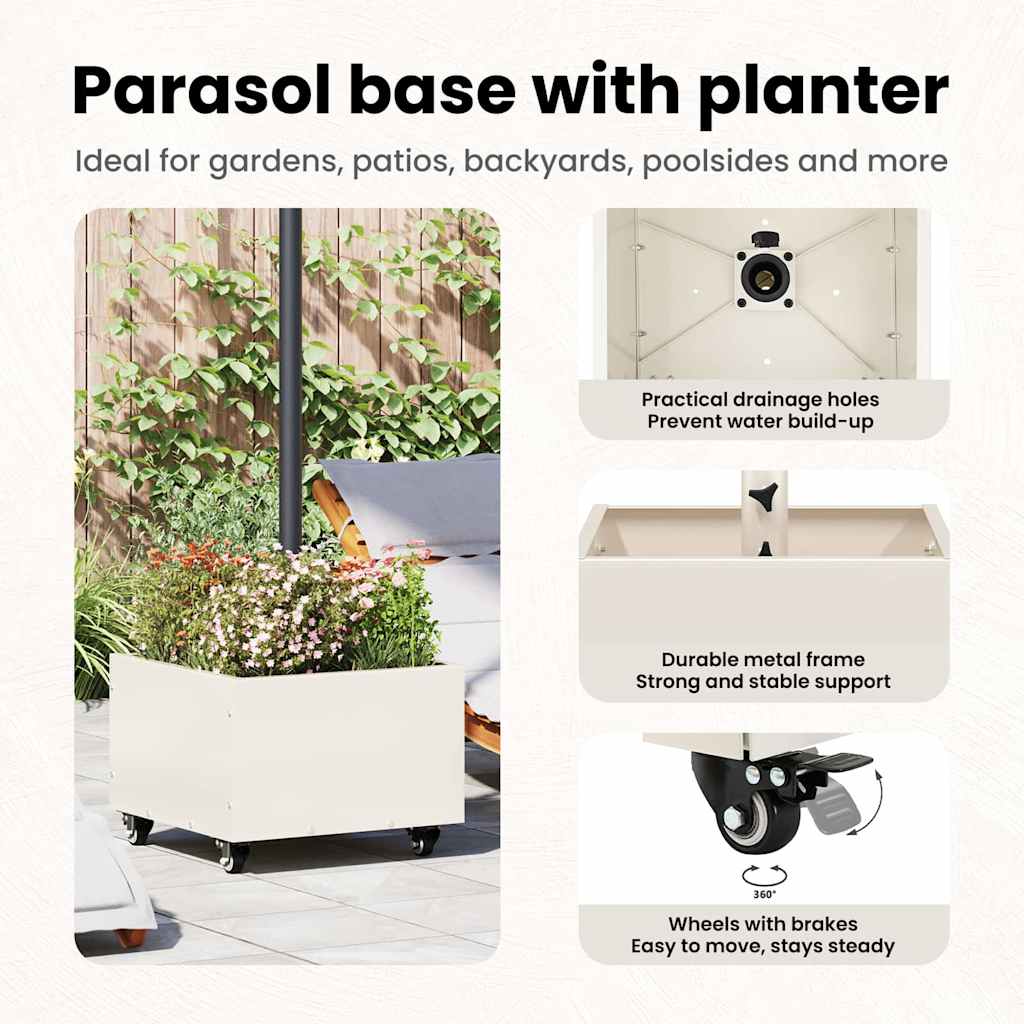 Parasol Base Manual White 45 x 45 x 45 cm Steel