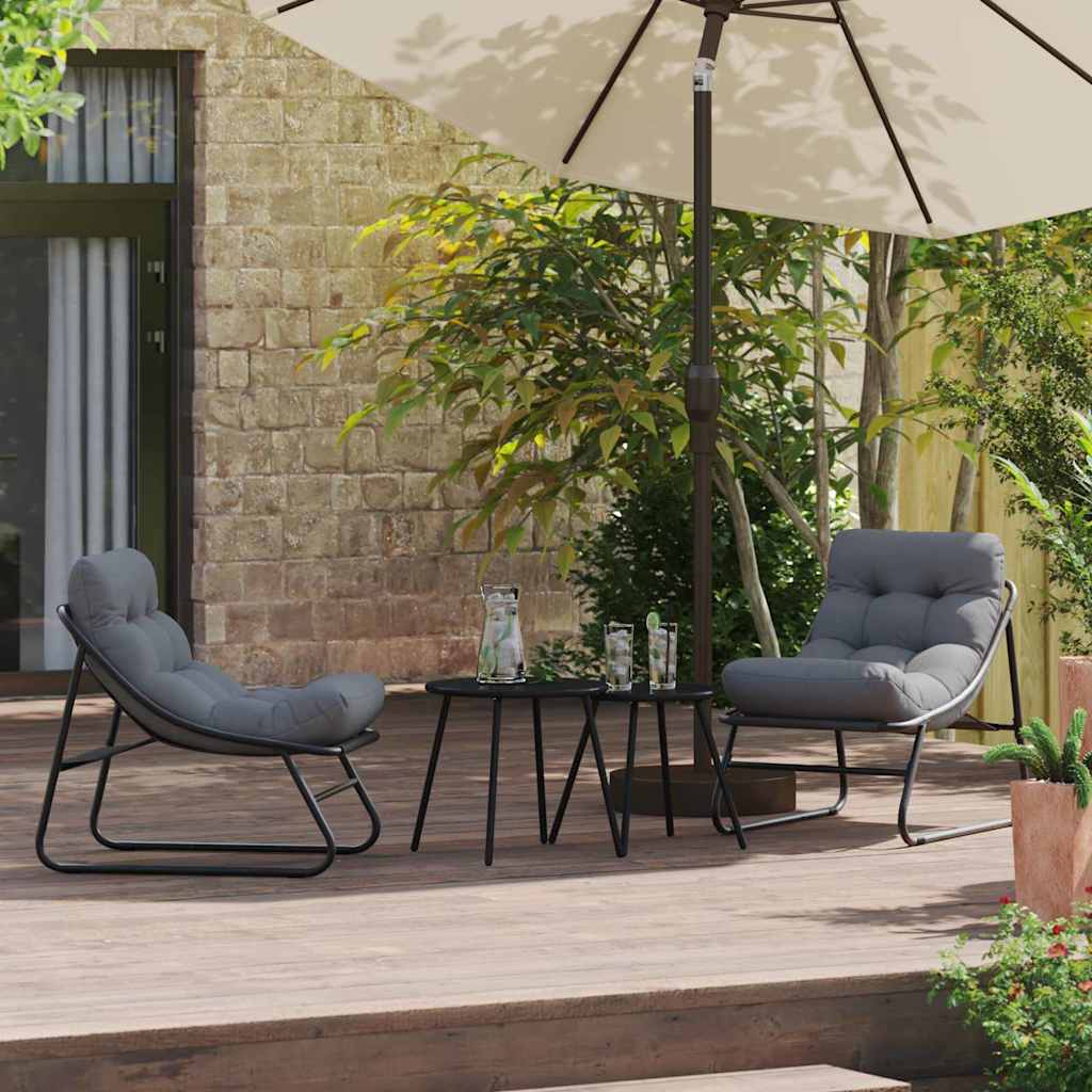 Garden Furniture with Cushion 2 pcs Black 60,5 x 81 x 71 cm