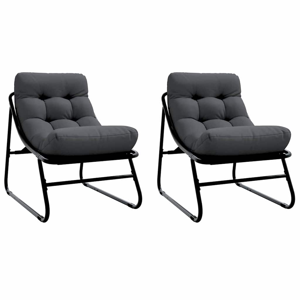 Garden Furniture with Cushion 2 pcs Black 60,5 x 81 x 71 cm