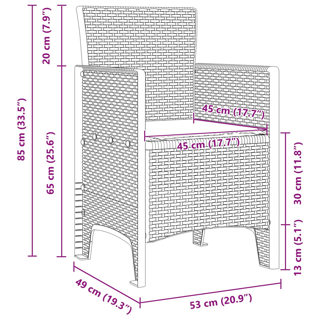 Garden Chair 2 pcs Anthracite 53 x 49 x 85 cm PP