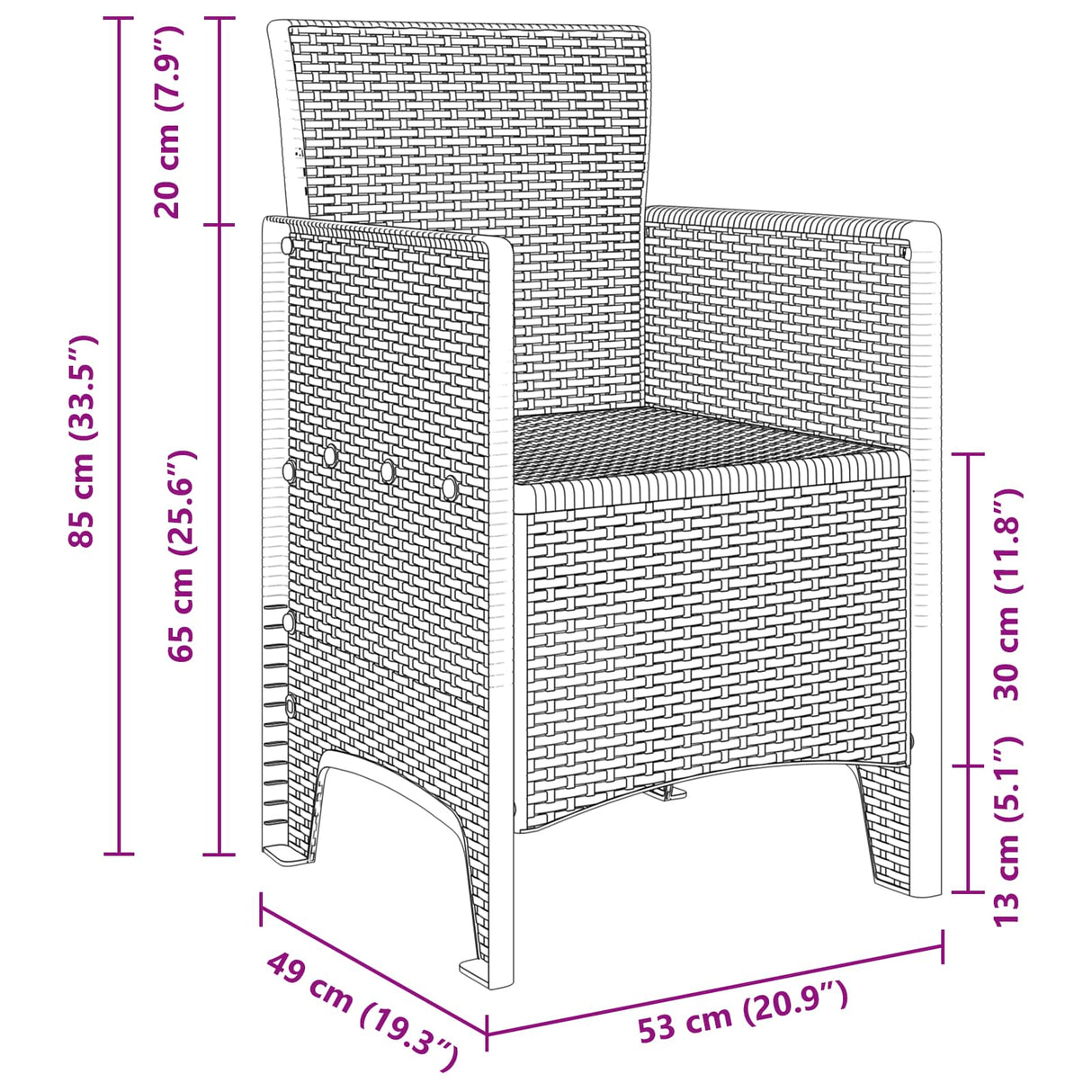 Garden Chair 2 pcs White 53 x 49 x 85 cm PP