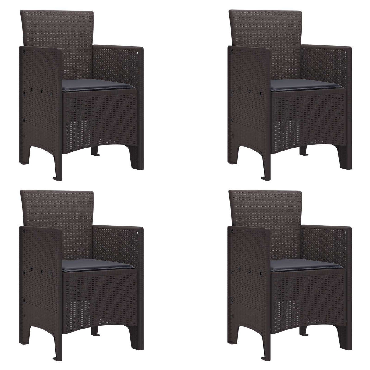 Garden Chair 4 pcs Brown 53 x 49 x 85 cm PP