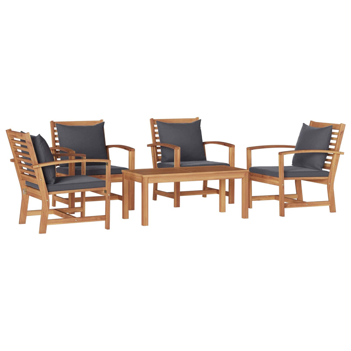 Garden Sofa Set 5 pcs Natural Solid Teak Wood