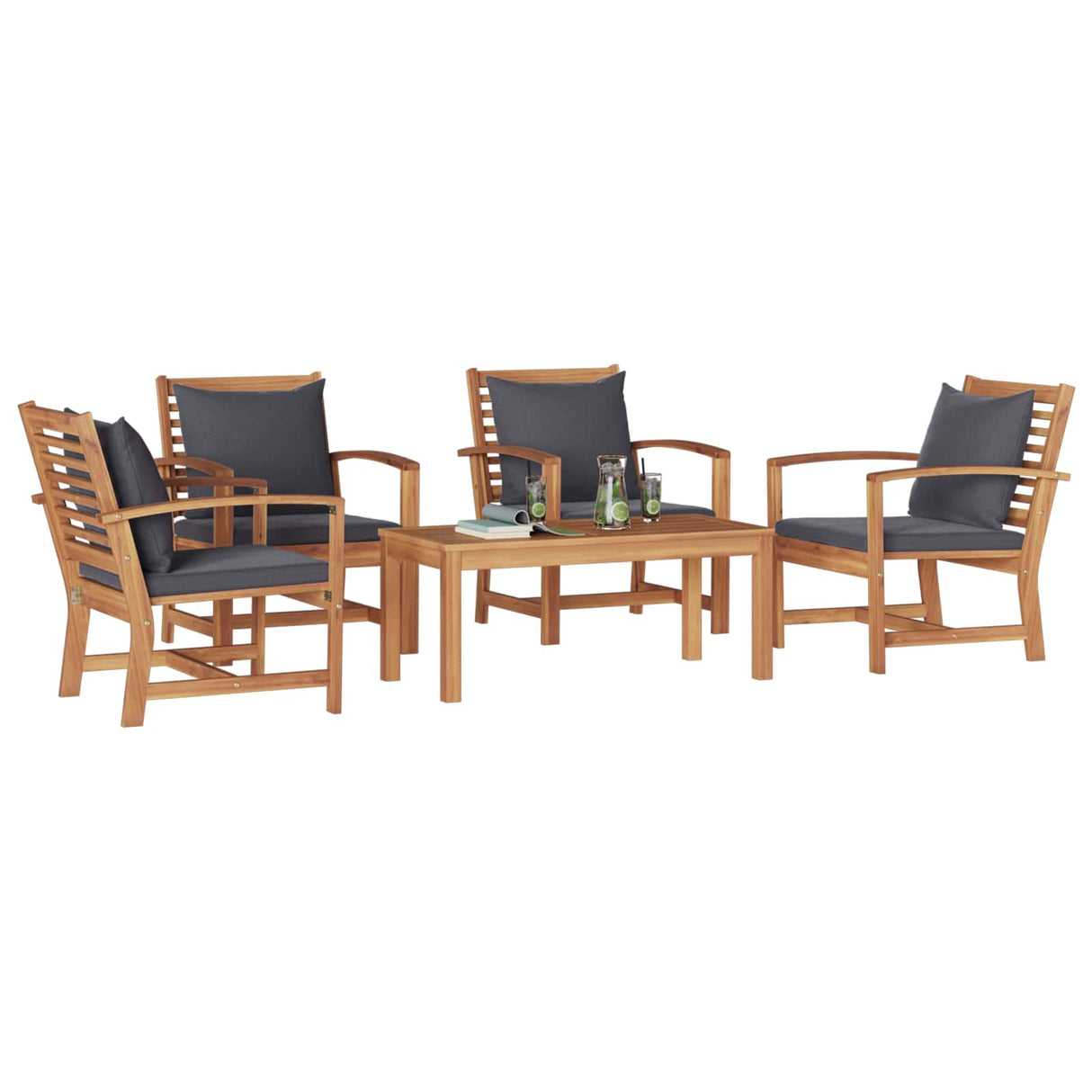 Garden Sofa Set 5 pcs Natural Solid Teak Wood