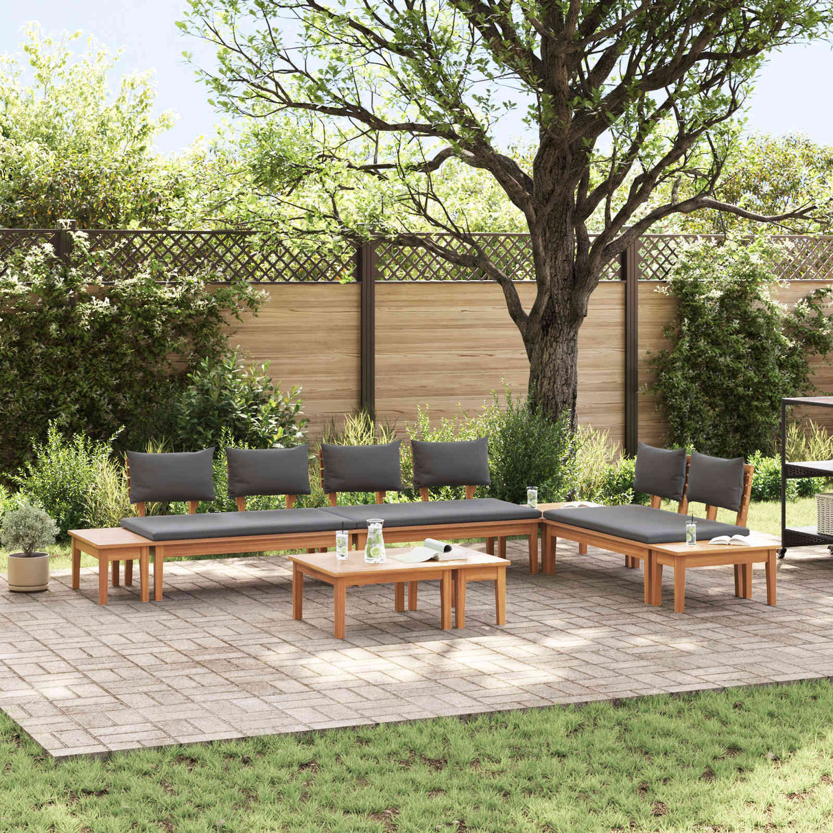 Garden Sofa Set 5 pcs Brown and Grey