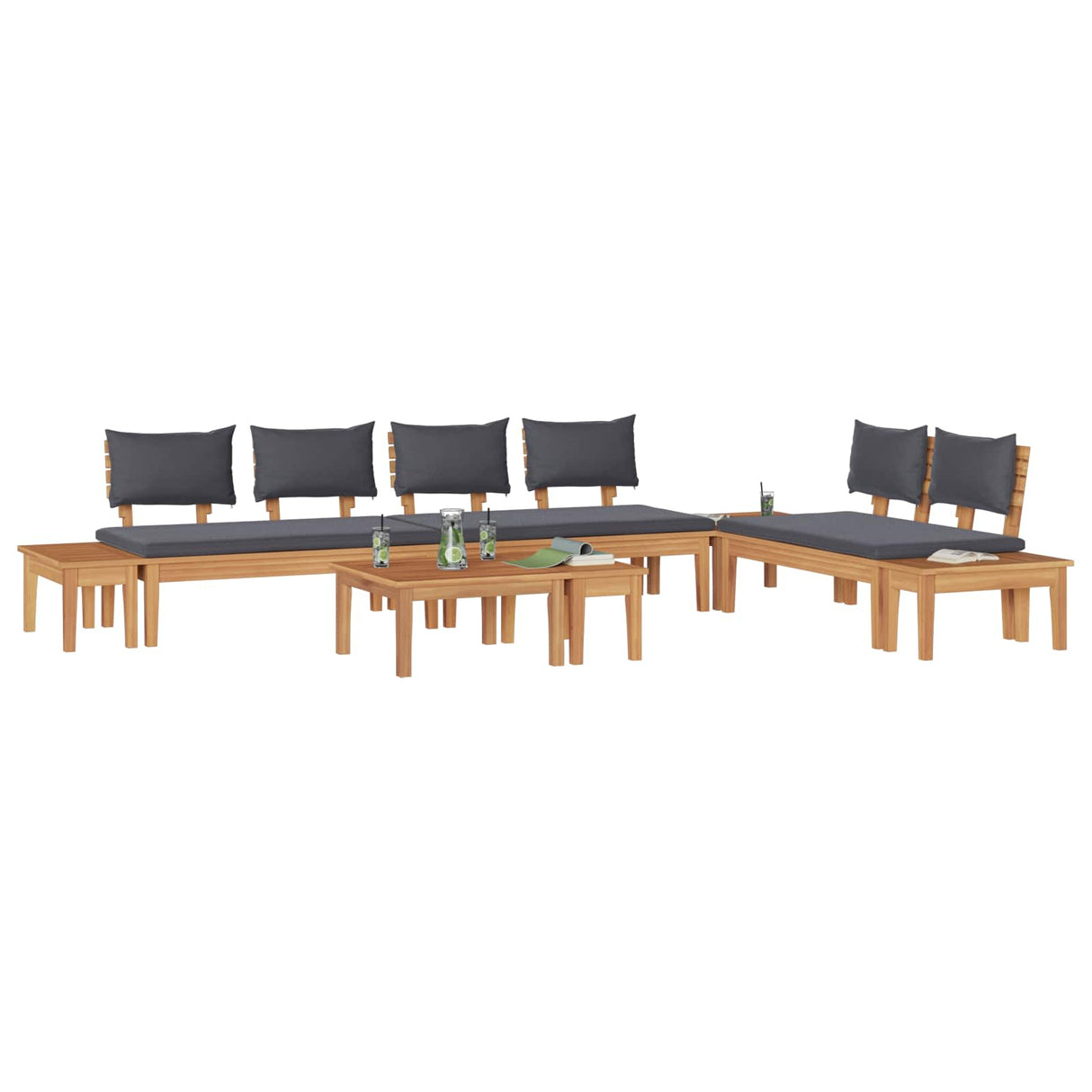 Garden Sofa Set 5 pcs Brown and Grey