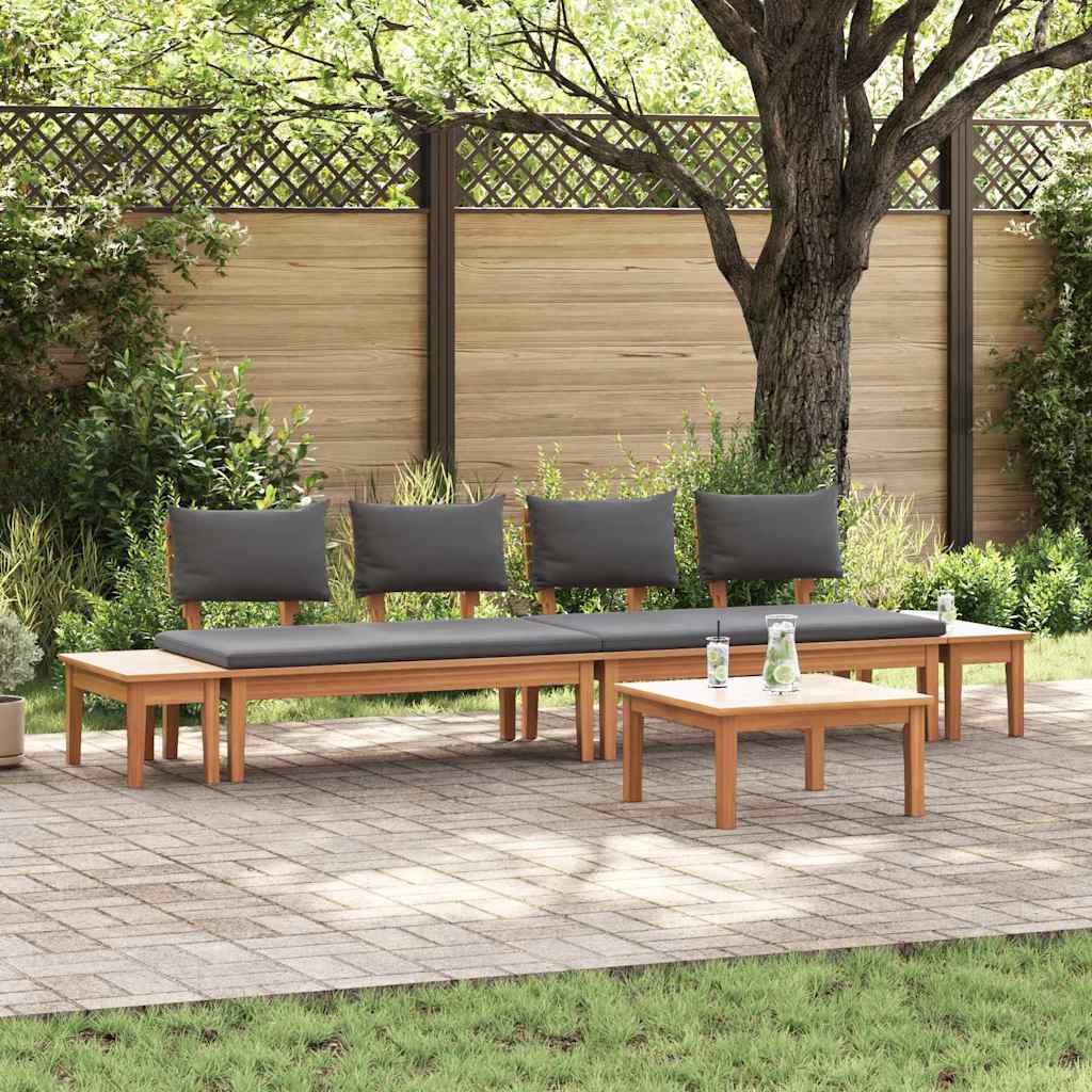Garden Bench Set with Cushion with Storage 5 pcs Brown and Grey