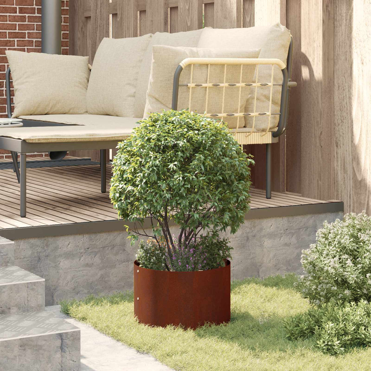 Planter Ring 5 pcs Brown 30 x 30 x 20 cm Weathering Steel