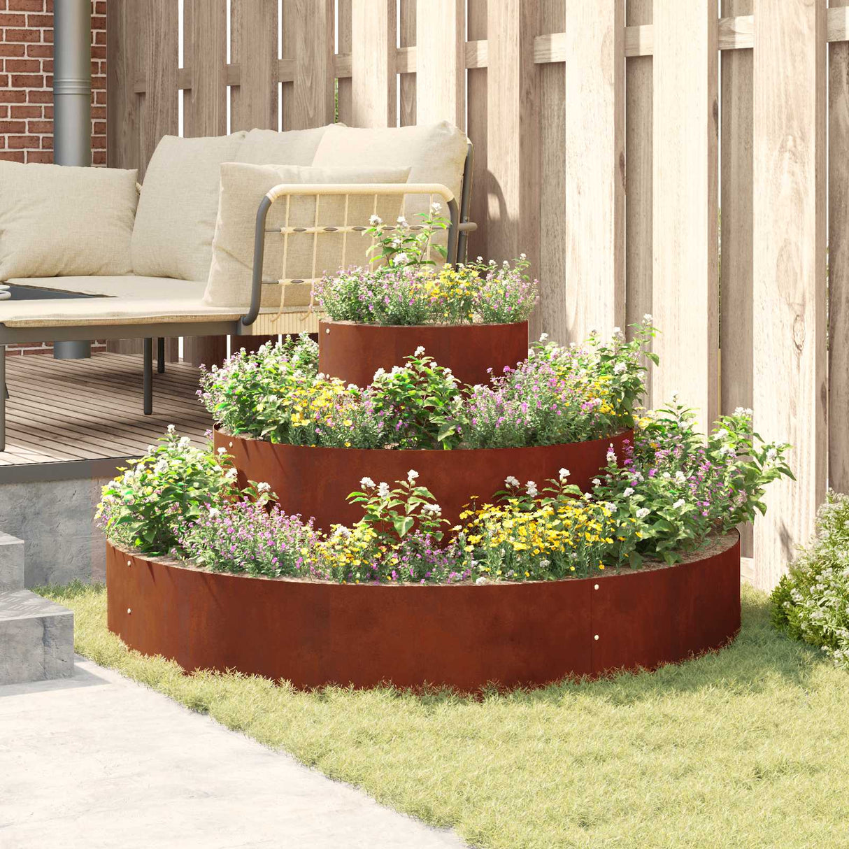 Garden Planter Brown 120 x 120 x 20 cm Weathering Steel