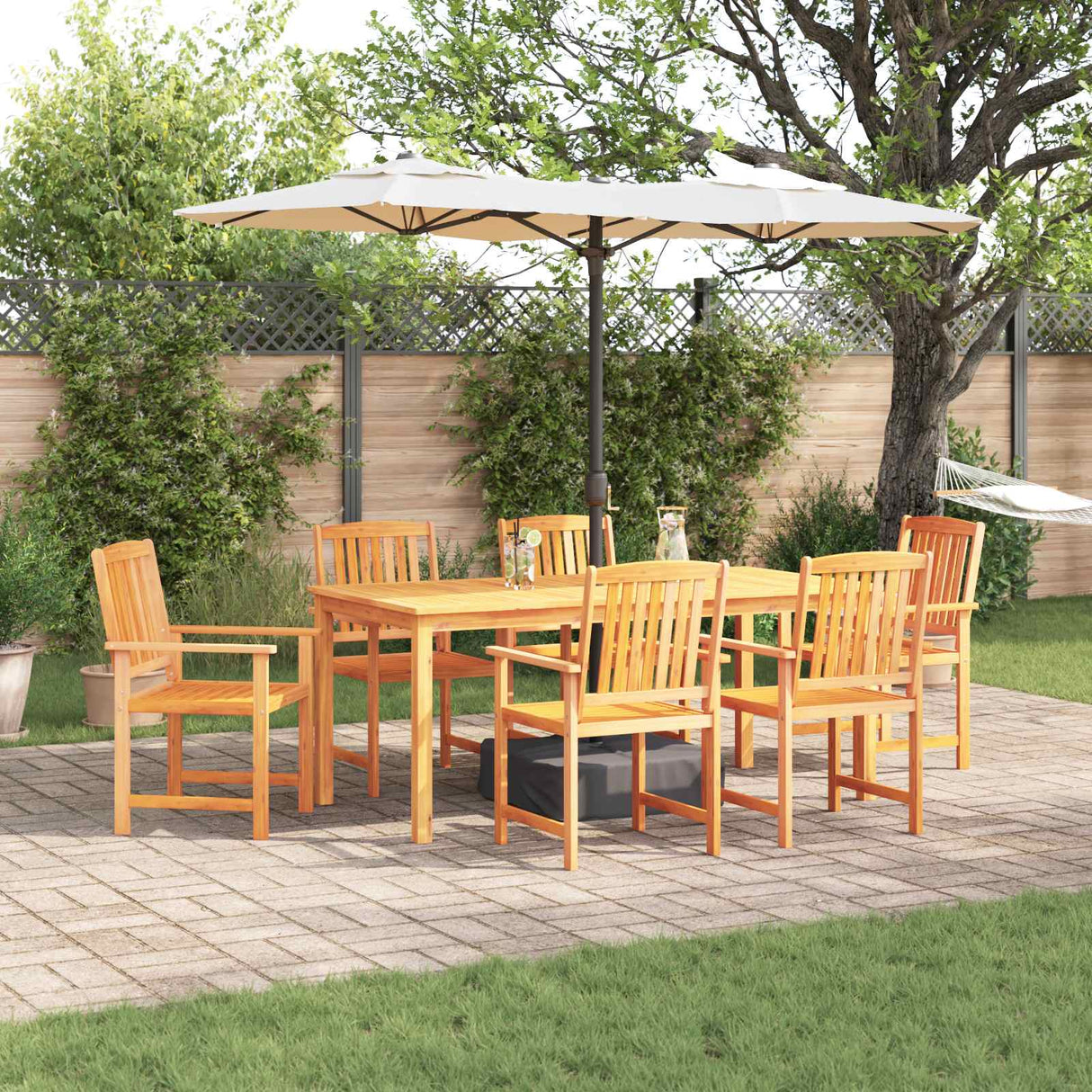 Garden Dining Set 7 pcs Brown Solid Acacia Wood